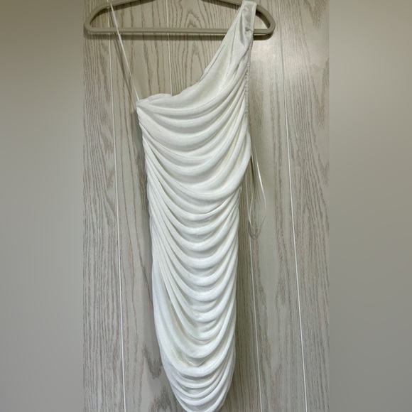 Lioness The Goddess White Mini One Shoulder Ruched Bodycon Dress S NWT - Picture 3 of 5